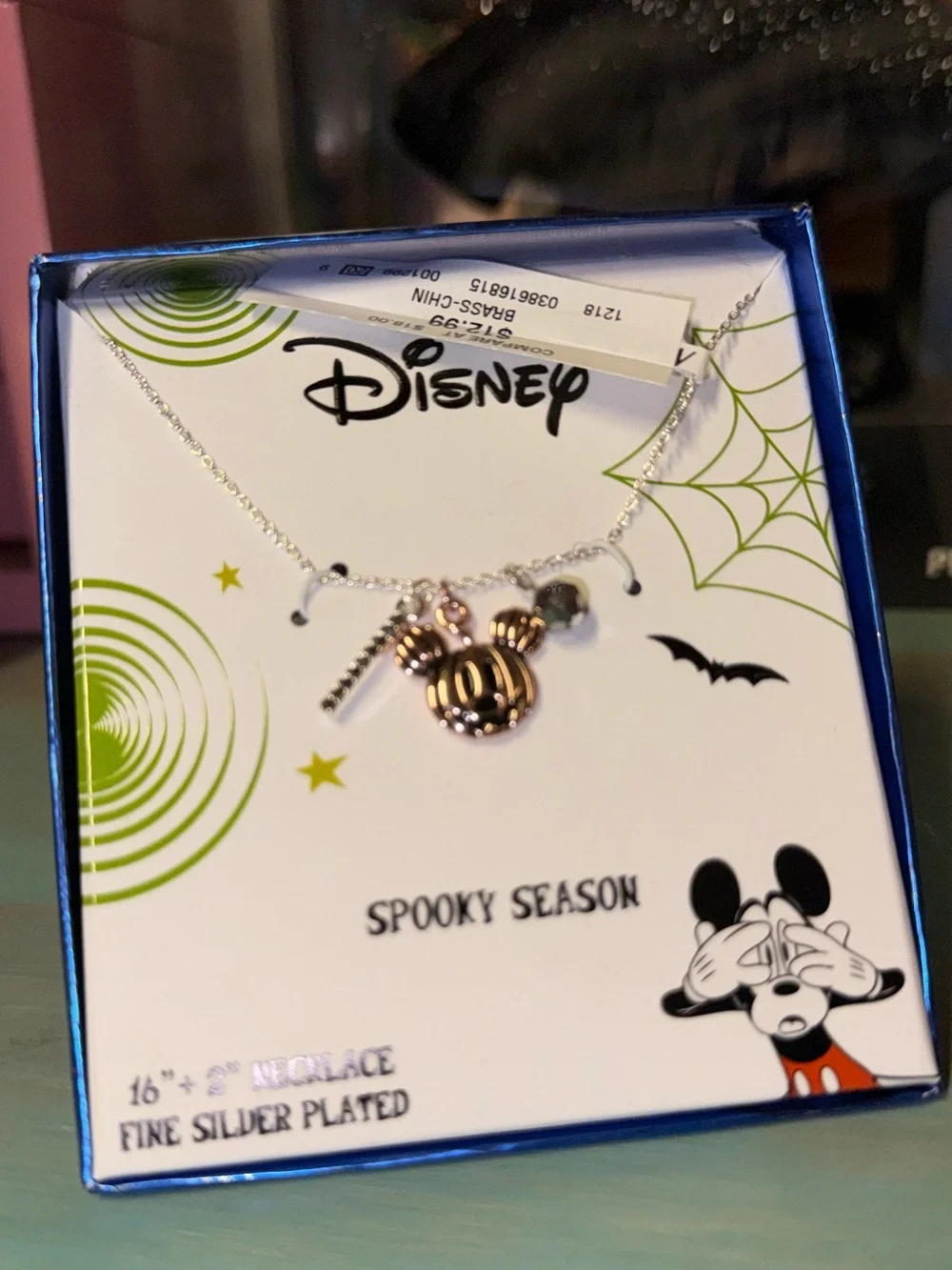 Disney Rose Gold & Silver Mickey Pumpkin Charm Necklace